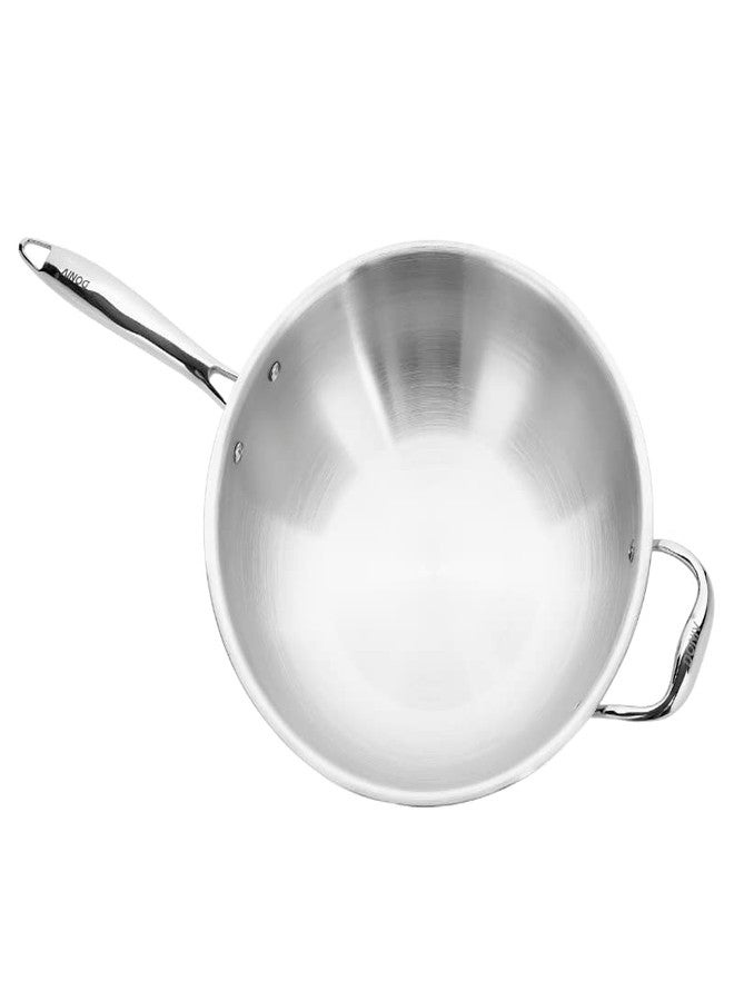 DONIV Titanium Triply Stainless Steel Wok with Handle, 28 cm 4 Litre Capacity, 2.5 mm Thick, Chinese Wok with Steel Handles, Induction Friendly, ISI Certified, 5 Years Warranty, Pack of 1 - Image 3
